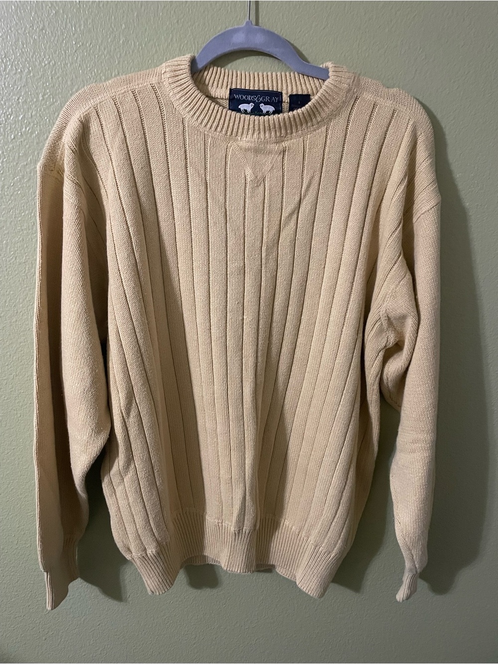 Woods & Gray Vintage Men's Cream Thick Ribbed Cotton Sweater
